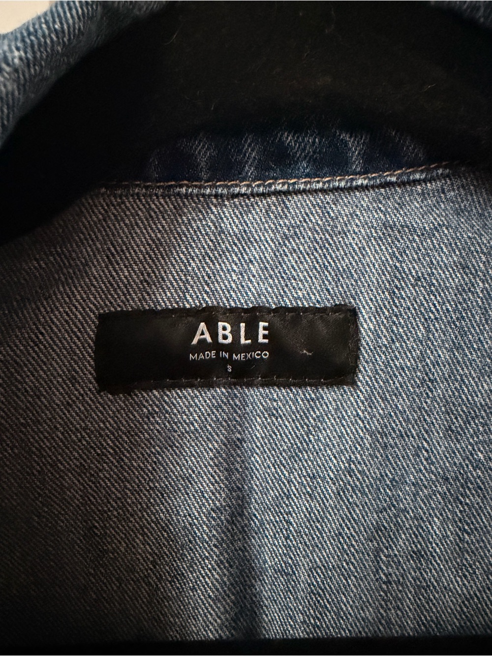 ABLE Blue Denim Jacket with Frayed Hem - Picture 2 of 3